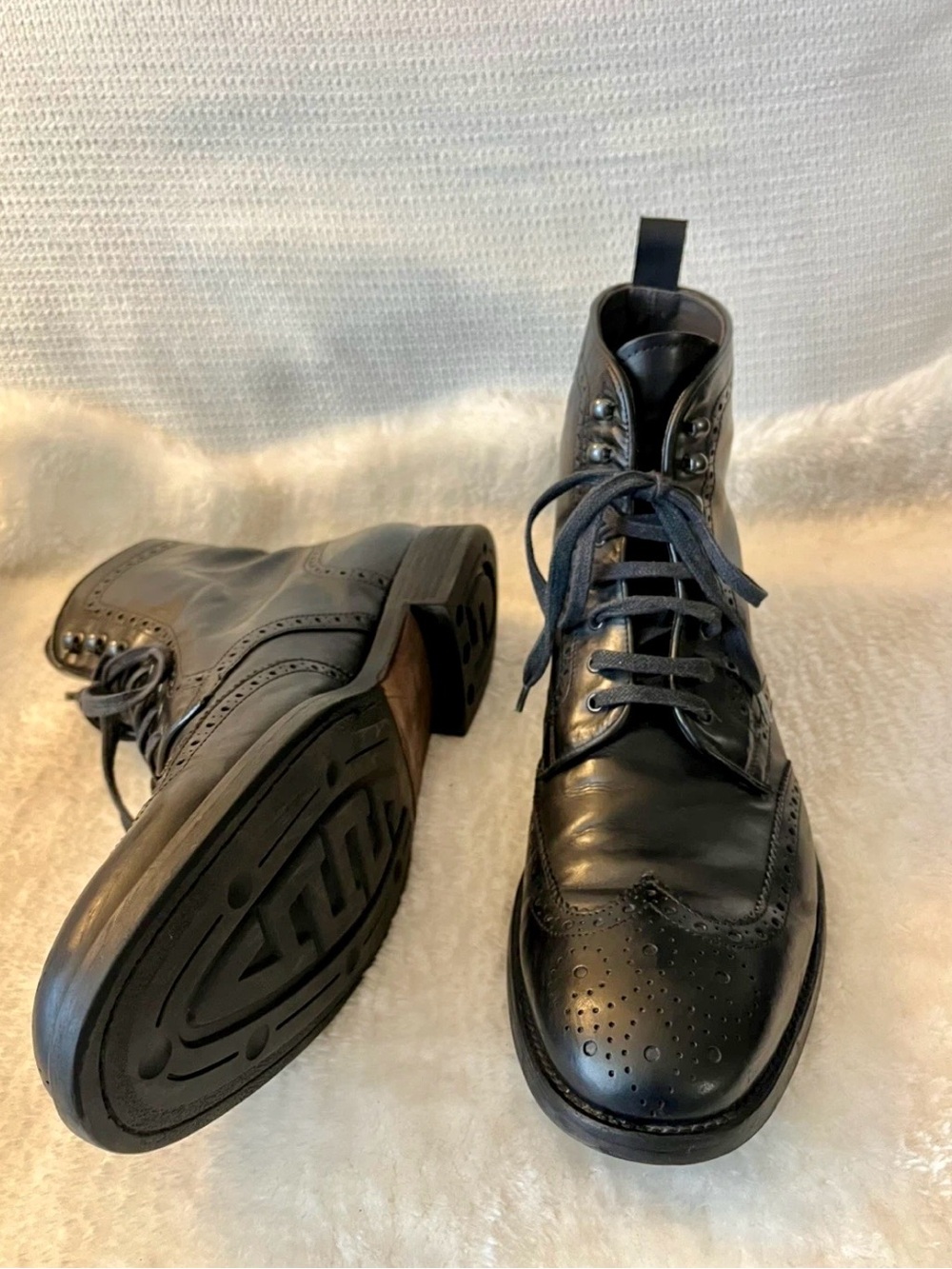 To Boot New York Black Men's Leather Wingtip Lace-Up Boots Size 12